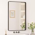 Keonjinn Black Bathroom Mirror for Vanity, Tempered Glass, Anti-Rust by Keonjinn