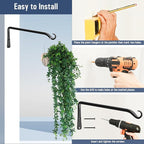 FEED GARDEN 2 Pack 12 Inch Hanging Plant Bracket Wall Hooks Decorative Plant - Image 6