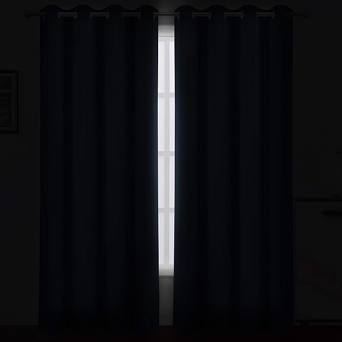 LEMOMO Navy Blue Thermal Blackout Curtains/52 x 108 Inch/Set of 2 Panels Room - Image 3