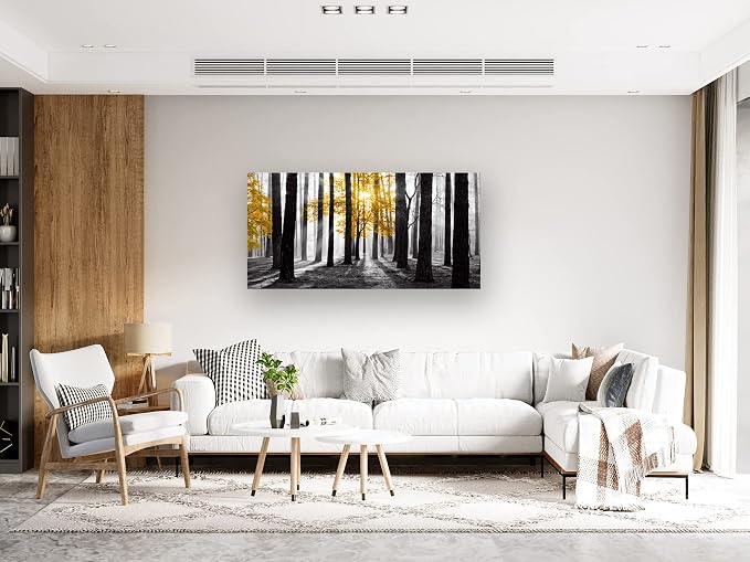 Cao Gen Decor Art S06350 Wall Art Canvas Painting Yellow Tree in Black and - Image 5