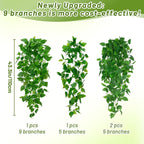 BLEUM CADE 4Pcs Fake Hanging Plants, 9 Branch Artificial Hanging Plant - Image 2