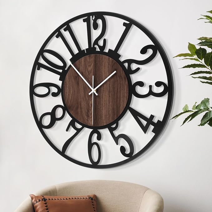 LEIKE Large Wall Clocks for Living Room, Non Ticking, Battery Operated - Image 2
