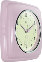 Infinity Instruments Square Retro Wall Clock, Pastel Pink - Image 2
