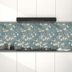 Blue Floral Wallpaper Peel and Stick Vintage White Flowers Contact Paper Vinyl - Image 3