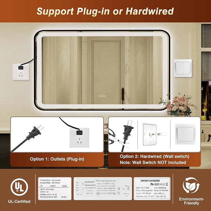 36x60 Inch LED Bathroom Mirror - Image 9
