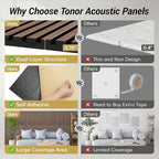 TONOR Dual-Layer Thickened Acoustic Wood Wall Panels Self Adhesive, 4 Pack - Image 3