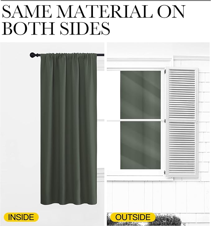 NICETOWN Blackout Curtains for Bedroom, Dark Mallard, 1 Pair, 70 by 63-inch - Image 5