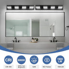 Modern LED Bathroom Lights Fixtures 4-Light, Metal Black Acrylic Wall Lighting - Image 4
