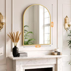 Bathroom Mirror for Wall, 30x20 Inch Arched Mirror, Matte Gold Metal Framed - Image 7