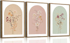 KISSFOX 3 Piece Framed Wall Art Botanical Wall Decor Floral Pictures Wildflower by KISSFOX