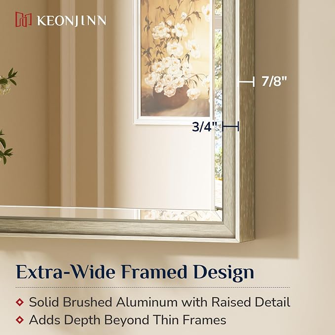 Keonjinn 20" x 30" Brushed Nickel Bathroom Mirrors - Image 2