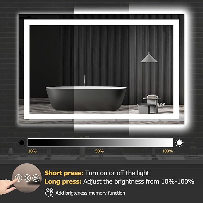 Hivone 48X32 LED Bathroom Mirror - Image 6