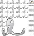 Homanu 24 Pack Coat Hooks, Heavy Duty Double Prong Coat Hooks Wall Mounted by Homanu