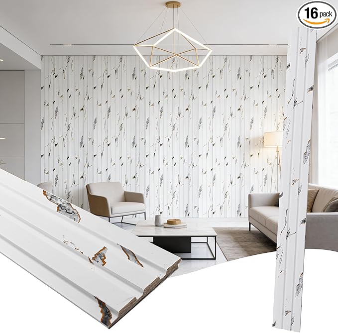 16 Pack Faux Marble Slat Wall Panels by Unknown