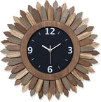 Honiway 16 Inch Wall Clocks, Rustic Wood Boho Sunburst Decorative Wall Clock by Honiway
