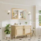 48x30 Inch Bathroom Mirror for Wall, Anti-Rust Oak Wood Grain Metal Framed - Image 3