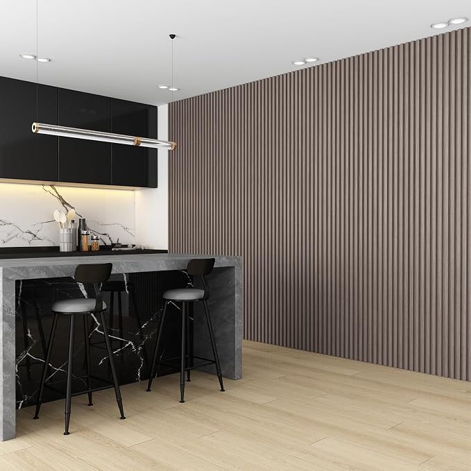 8-Pack WPC Wall Panels 118’’ x 6.1’’ 3D Slat Wall Panel Acoustic Wall Paneling - Image 4