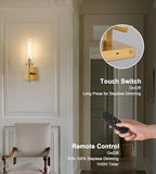 Gold Battery Operated Wall Sconce Set of 2, Wireless Wall Sconces - Image 3