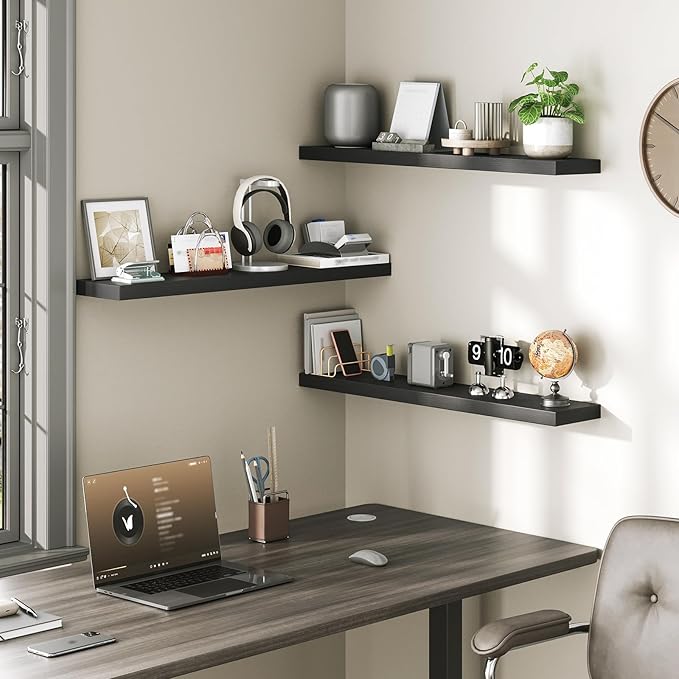 RALGEND Floating Shelves for Wall, 1.5" Thick Wall Shelf Set of 3 - Image 6