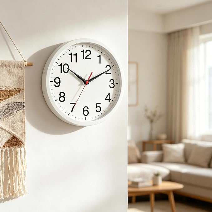 Rohioue Wall Clock Modern 10 Inch Battery Operated Silent Non Ticking Analog - Image 6