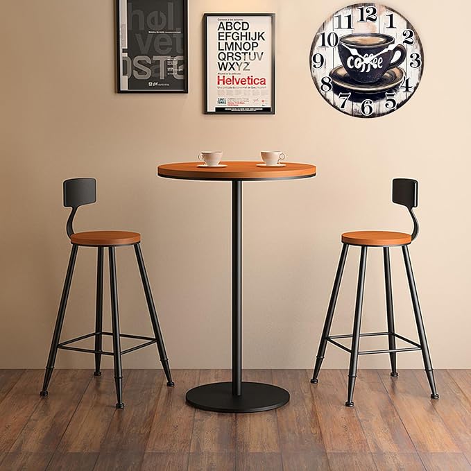 Kitchen Wall Clock, Vintage Glass Coffee Sign Decor Wall Clocks Battery - Image 5