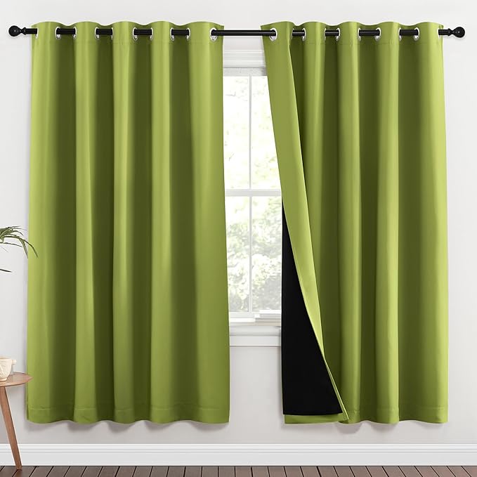 NICETOWN 100% Blackout Window Curtain Panels, Fresh Green, 2 Pieces, 70-inch by NICETOWN