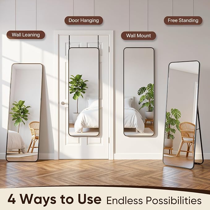 Antok 58"x20" Over the Door Mirror, Full Length Mirror Door Hanging - Image 8
