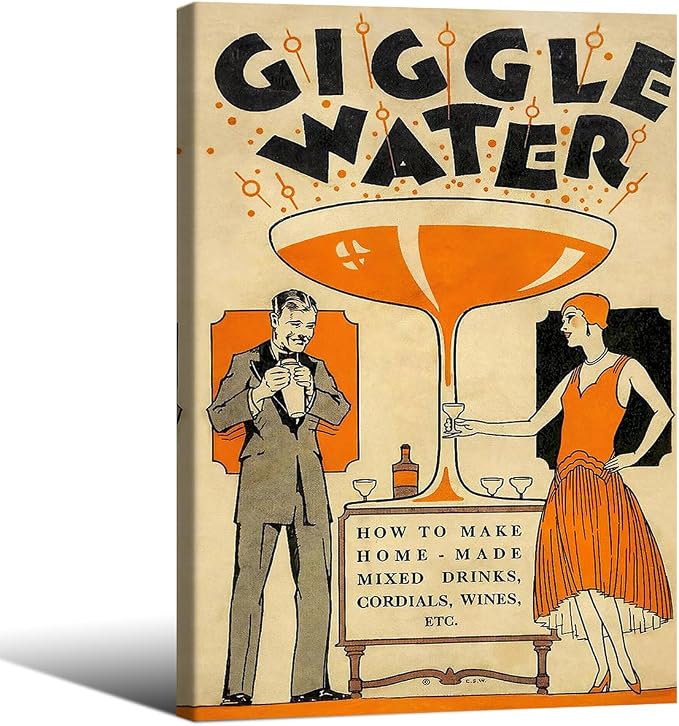 Funny Cocktail Wall Art Vintage Trendy Bar Cart Decor Martini Wine Alcohol by Unknown