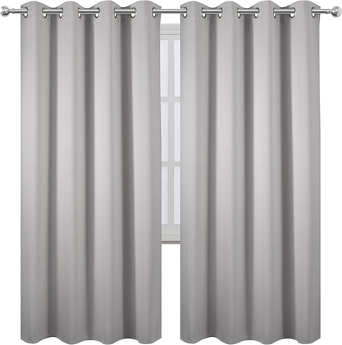 LEMOMO Light Grey Thermal Blackout Curtains/52 x 72 Inch/Set of 2 Panels Room - Image 2