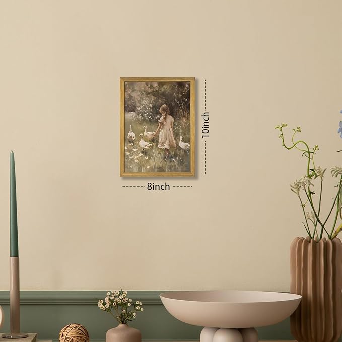 Wood Framed Canvas Wall Art, Vintage Girl - Image 5