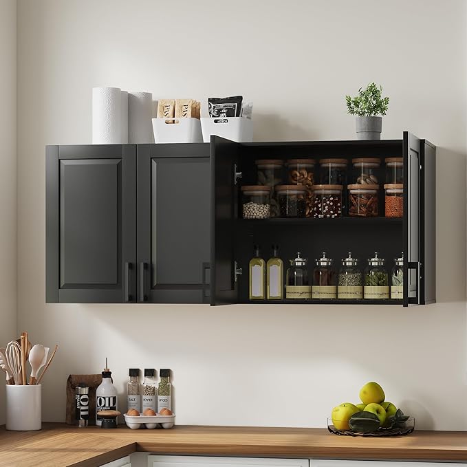 ChooChoo Laundry Room Cabinets, 4 Doors Wall Mounted Storage Cabinet, Kitchen - Image 6