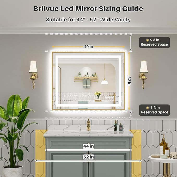40x32 Inch LED Bathroom Mirror - Image 2