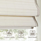 TWOPAGES Natural Woven No Drill Roman Shades, Custom Cordless Blackout Bamboo - Image 4