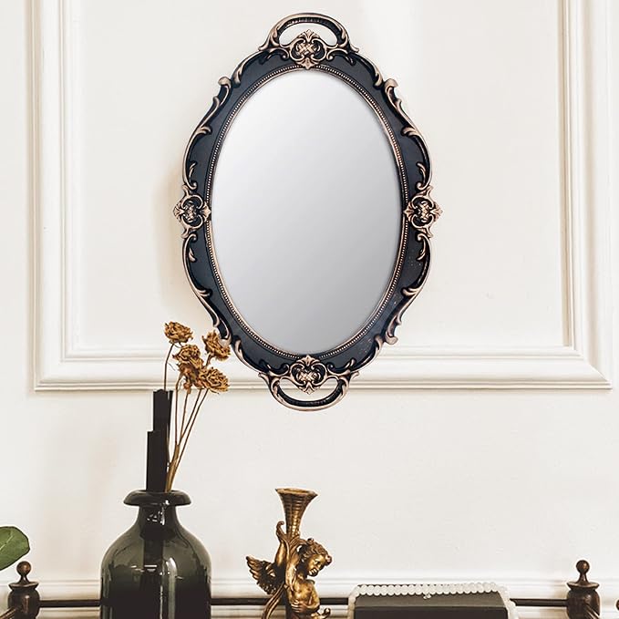Eaoundm 14.5 x 10 inchs Smallest Oval Antique Decorative Wall Mirror Vintage - Image 2