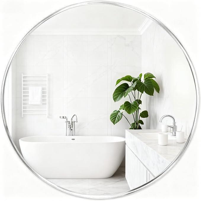 Fabuday Silver Circle Mirror for Wall 26 inch by Fabuday