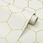 Beige and Gold Wallpaper Geometric Peel and Stick Wallpaper by Fiula