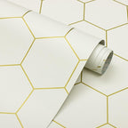 Beige and Gold Wallpaper Geometric Peel and Stick Wallpaper by Fiula