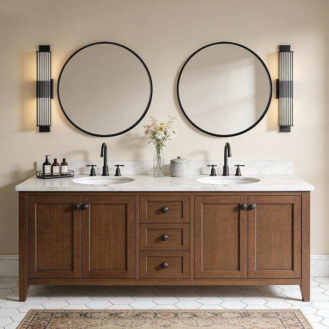 WallBeyond Black Round Mirror Wood Framed 28 inch Circle Wall Mirror - Image 4