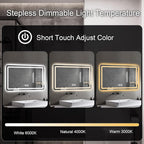 LED Bathroom Mirror, 36 x 24 Inch Anti-Fog Wall Mirror - Image 3