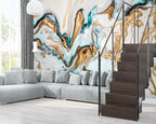 XMPMBM-Gold Quicksilver Marble Fabric Wallpaper Abstraction Art Textured Living - Image 3