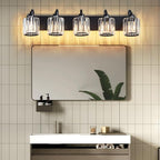 Crystal Vanity Light Black 5 Lights Modern Bathroom Vanity Lighting Fixtures - Image 7