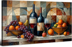 AIYISU Abstract Kitchen Wall Art Geometric Wall Decor Red Wine Glass Fruits by HOME
