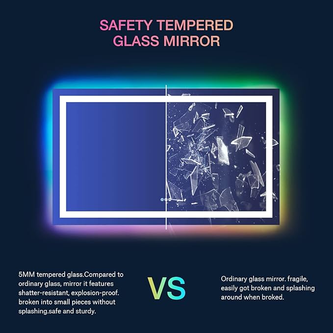 LOAAO 72"X36" Inch RGB LED Bathroom Mirror - Image 7