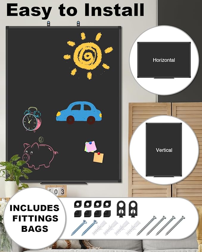 XBoard Magnetic Chalkboard 48 x 31 inch Chalk Board/Black Board, Display - Image 3