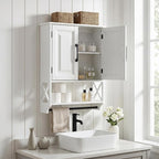 Bathroom Wall Cabinet, Adjustable Shelf & Towel Bar–Over Toilet Storage - Image 6