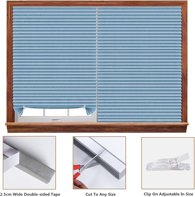Window Blinds Cordless No Drill Cut to Size Clip On Stick On Self Adhesive - Image 6