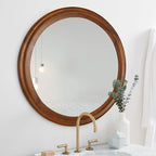 CULER Round Wall Mirrors 24 Inch, Wood Rustic Decorative Transitional Mirror - Image 4