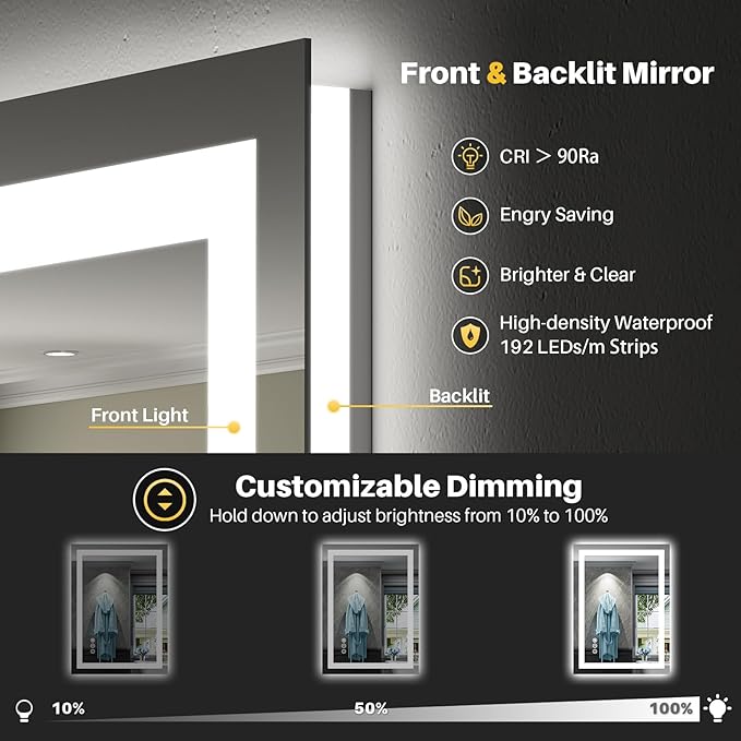 Briivue 24x32 Inch LED Bathroom Mirror - Image 3