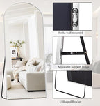 Rowjut Large 76"x34" Arched Full Length Mirror White Floor &Standing - Image 3