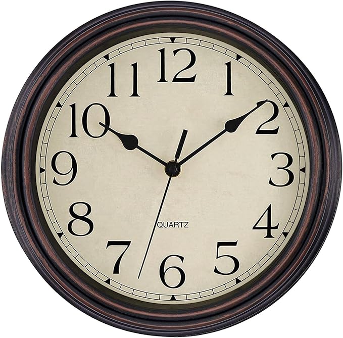 Foxtop Retro Silent Non-Ticking Round Classic Clock Quartz Decorative Battery by Foxtop
